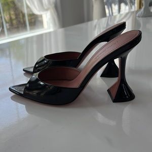 Black Patent Caroline Heeled Sandals Amina Muaddi